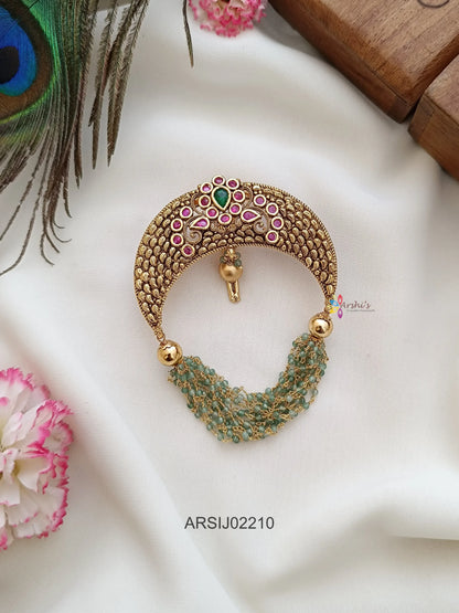 Half Moon Green Layer Hair Brooch