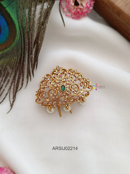 Floral AD White Stone Hair Brooch