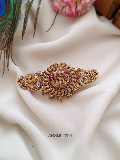 Temple Kemp Red and White Stone Mango Design Hairclip