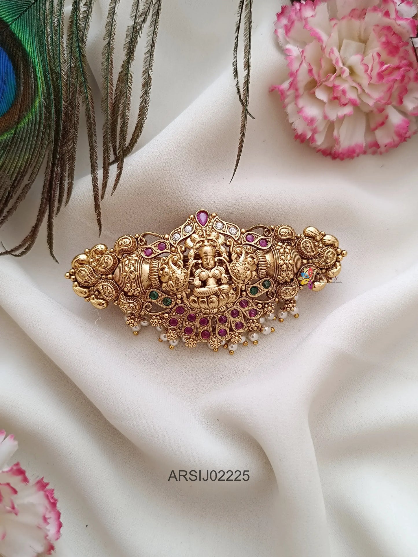 Matte Temple and Peacock Hairclip