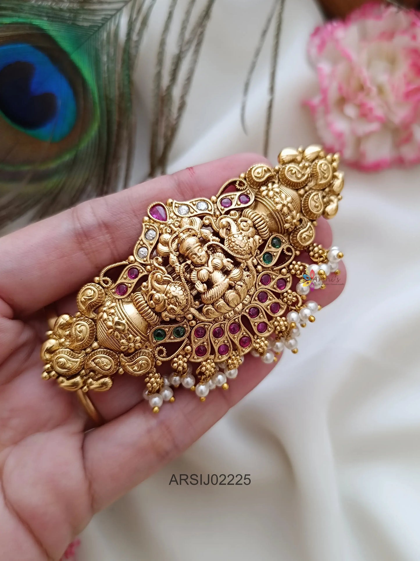 Matte Temple and Peacock Hairclip