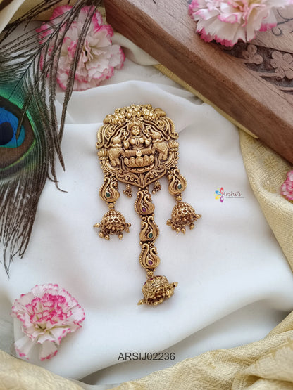 Temple and Peacock Design Jhumki Hairbrooch