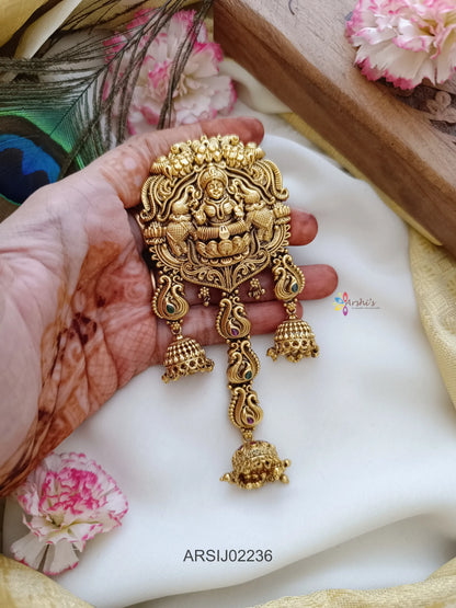 Temple and Peacock Design Jhumki Hairbrooch