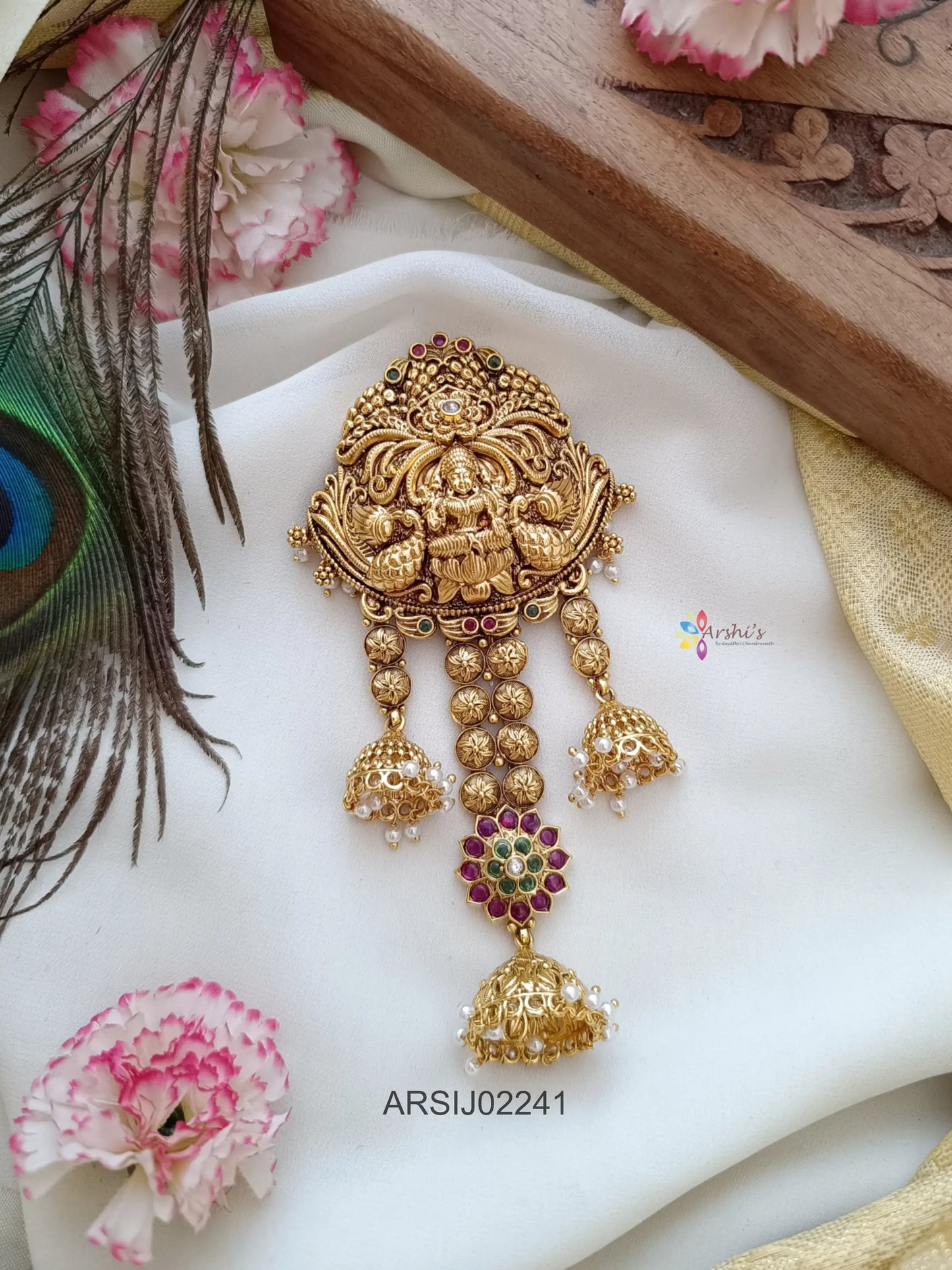 Lakshmi Peacock Jhumki Pearldrop Hairbrooch