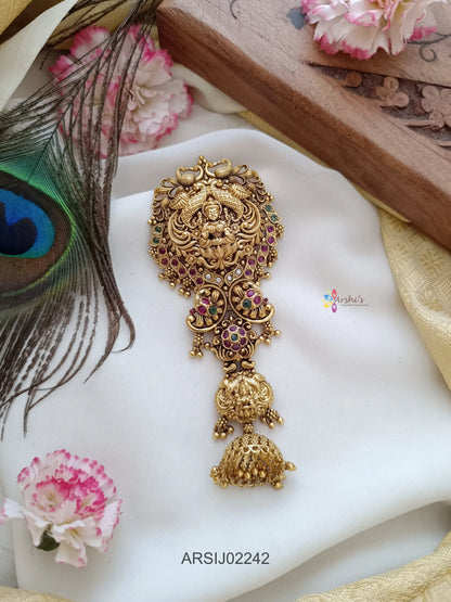 Temple Peacock Single Jhumki Hairbrooch