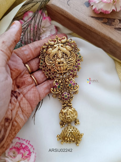 Temple Peacock Single Jhumki Hairbrooch