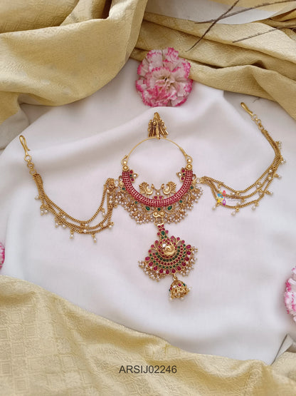 Kemp Stone Hairbrooch with Earchains