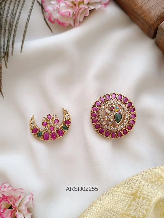 Peacock Stone Sun and Moon Hairbrooch