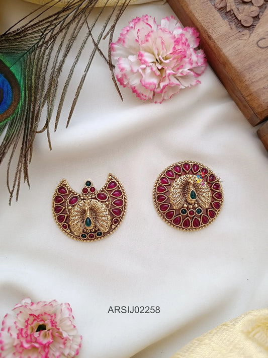 Peacock Sun and Moon Kemp Stone Hairbrooch