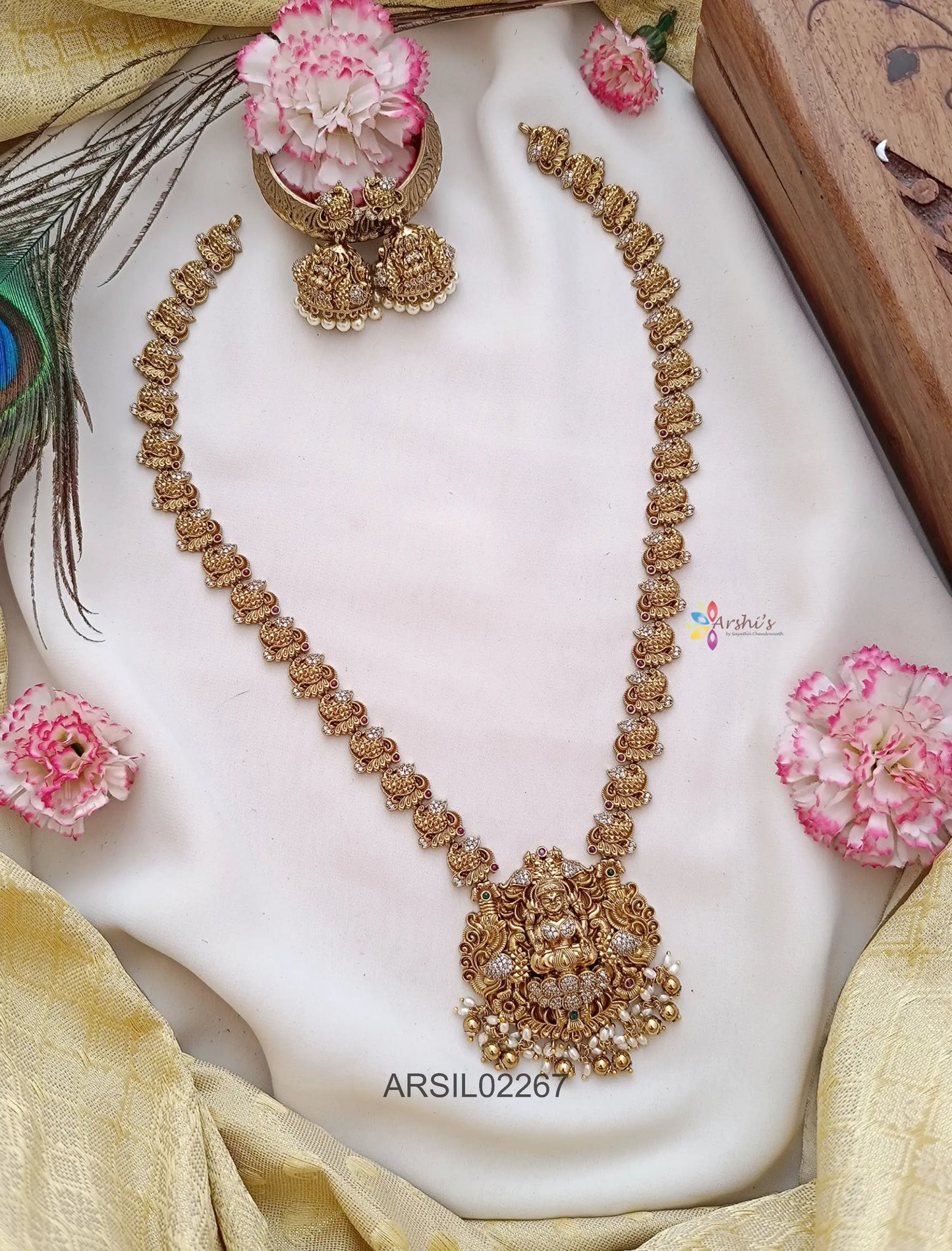 Peacock Design Lakshmi Pendant Haram