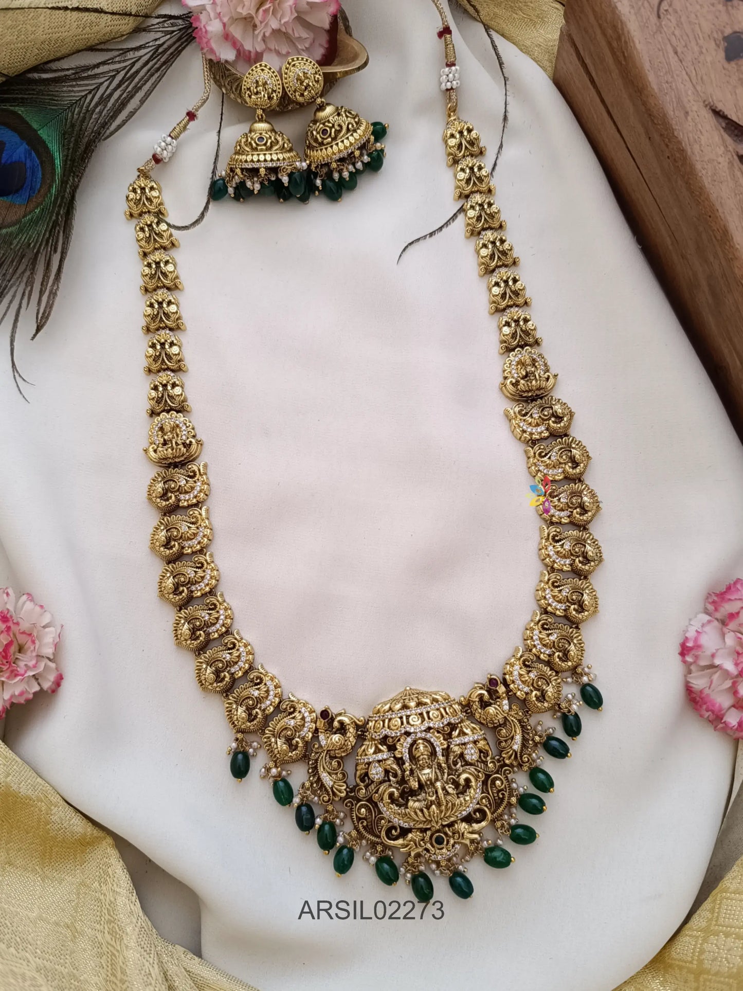 Antique Bridal Green Bead Drop Haram