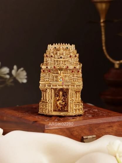 Temple Design Raja Gopuram Ganesh Kumkum Box