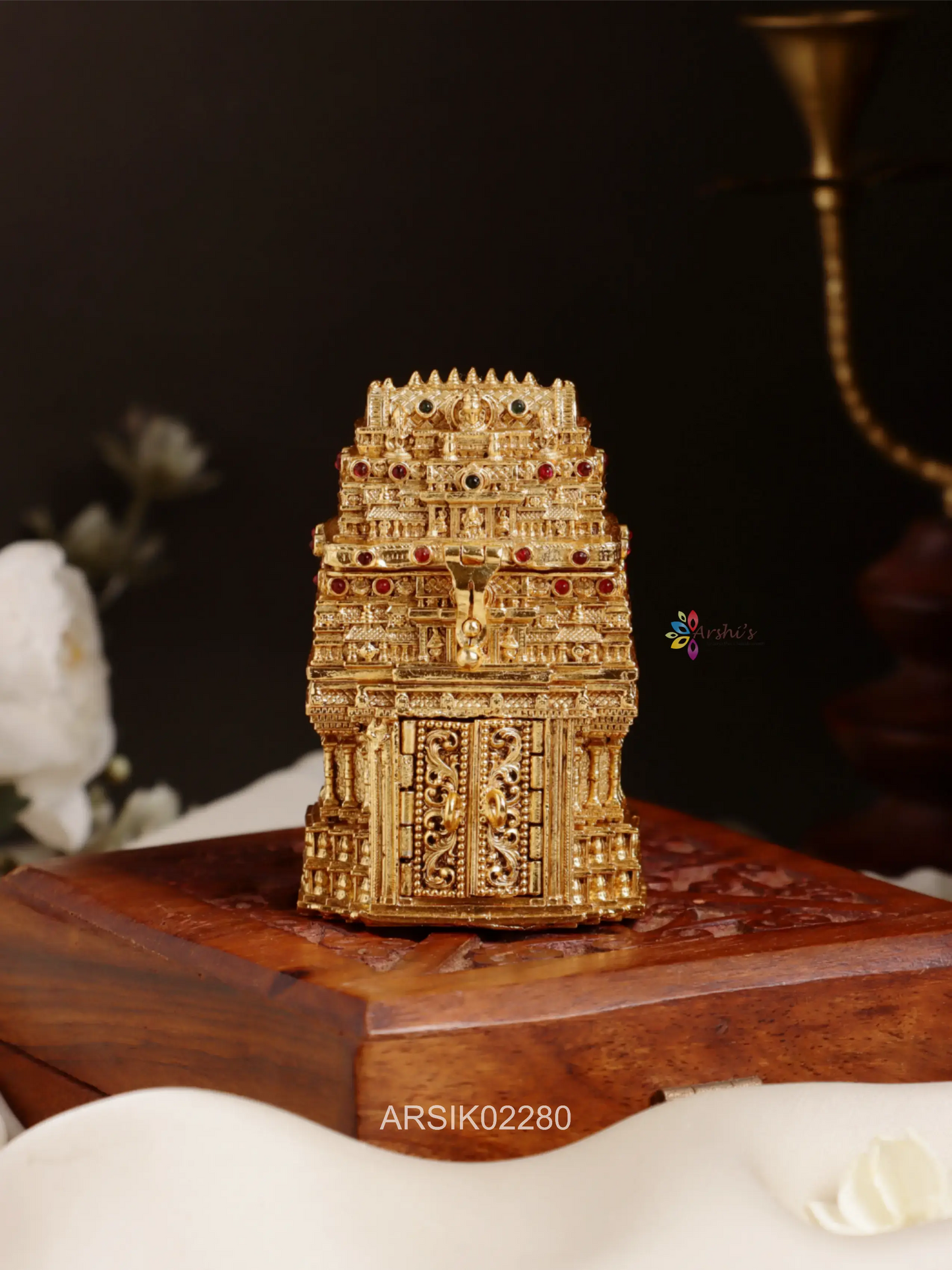 Temple Design Raja Gopuram Ganesh Kumkum Box