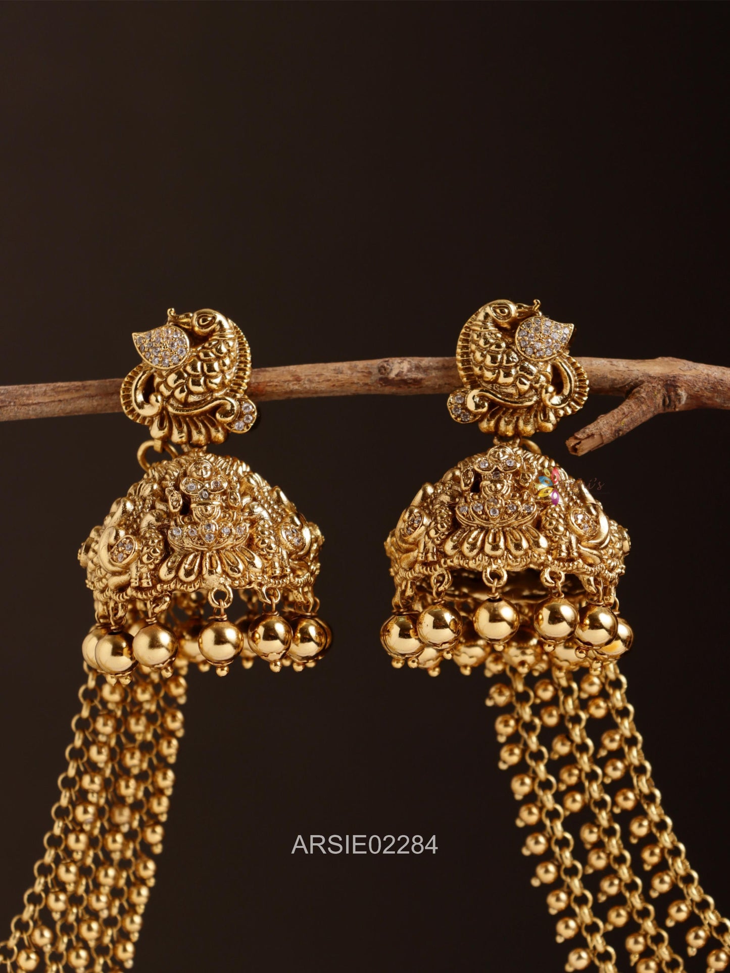 Peacock Big Jhumka with Earchains