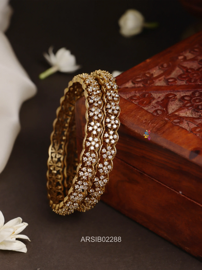 Flower Design AD Stone Kada Bangles