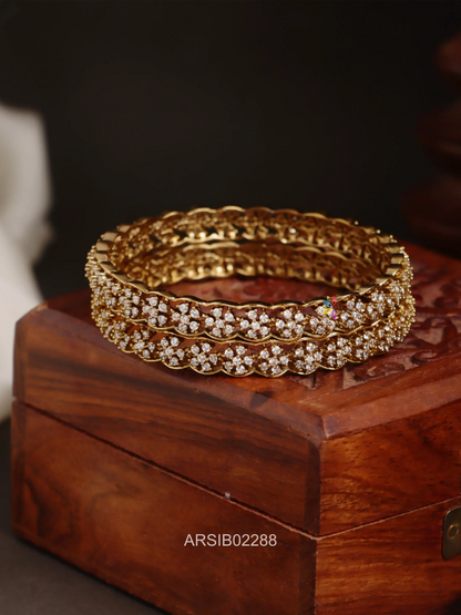 Flower Design AD Stone Kada Bangles