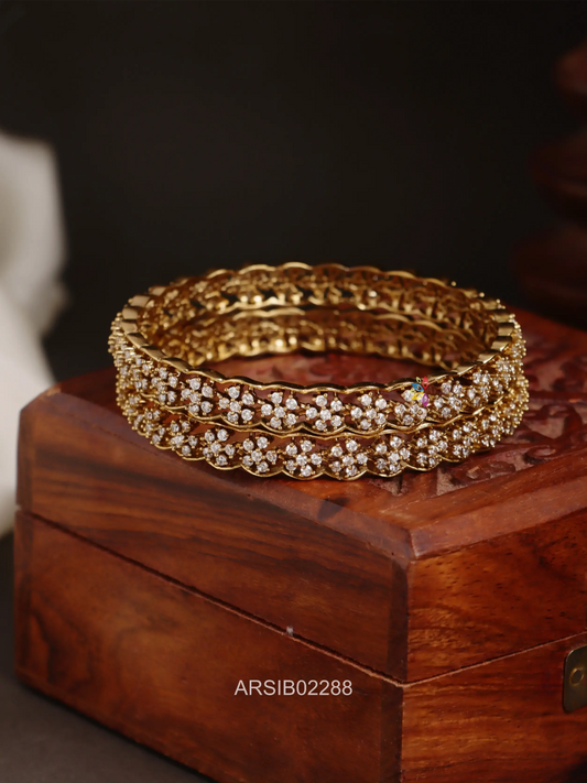 Flower Design AD Stone Kada Bangles