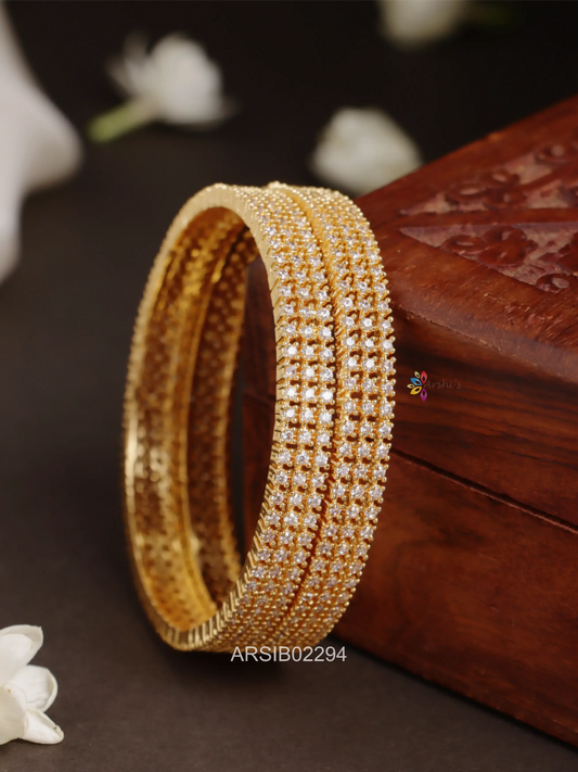 Three Line AD White Stone Bangles