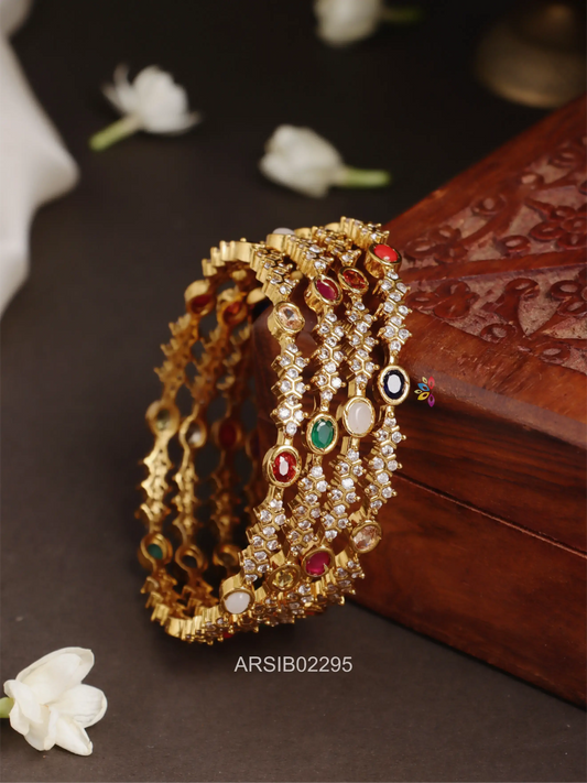 Ruby and Emerald White Stone Bangles