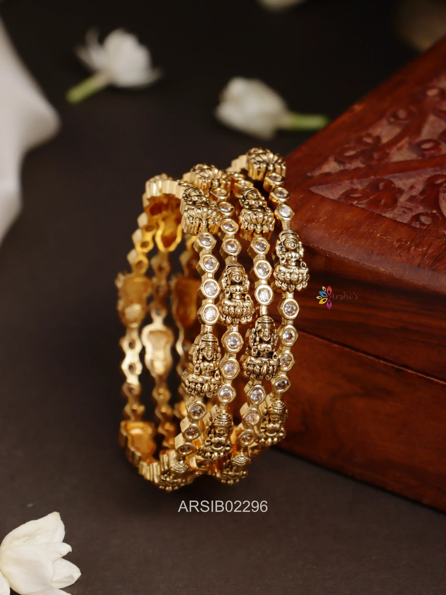 Lakshmi White Stone Bnagles