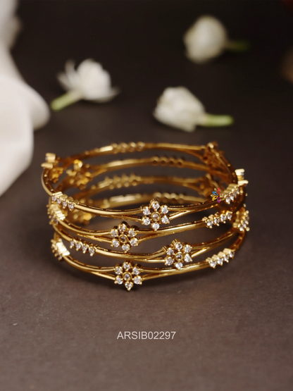 Flower Design AD Stone Bangles