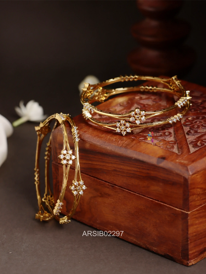 Flower Design AD Stone Bangles