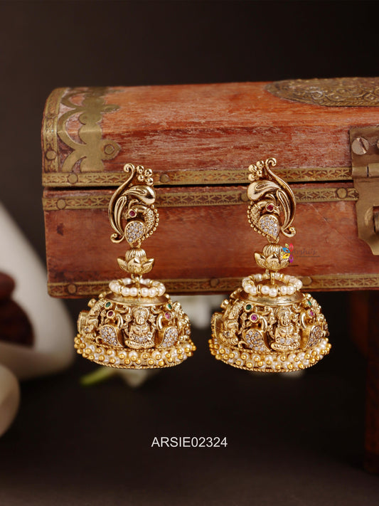 Antique Peacock Lakshmi Jhumka