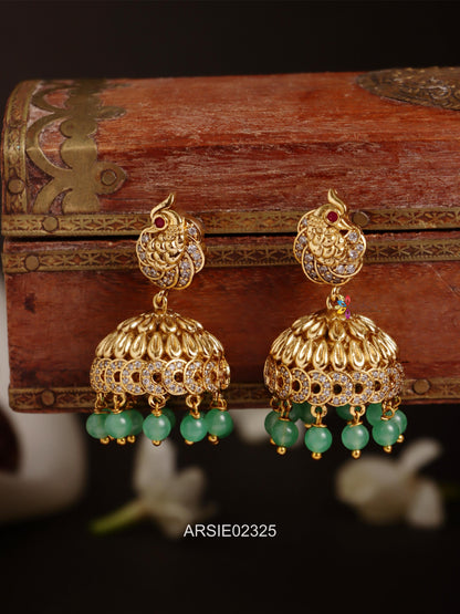 Peacock Green Bead Jhumka