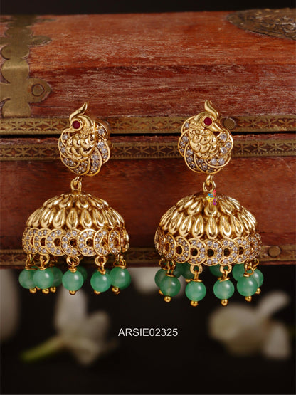 Peacock Green Bead Jhumka