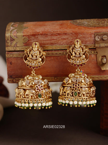 Lakshmi and Elephant Design Jhumka