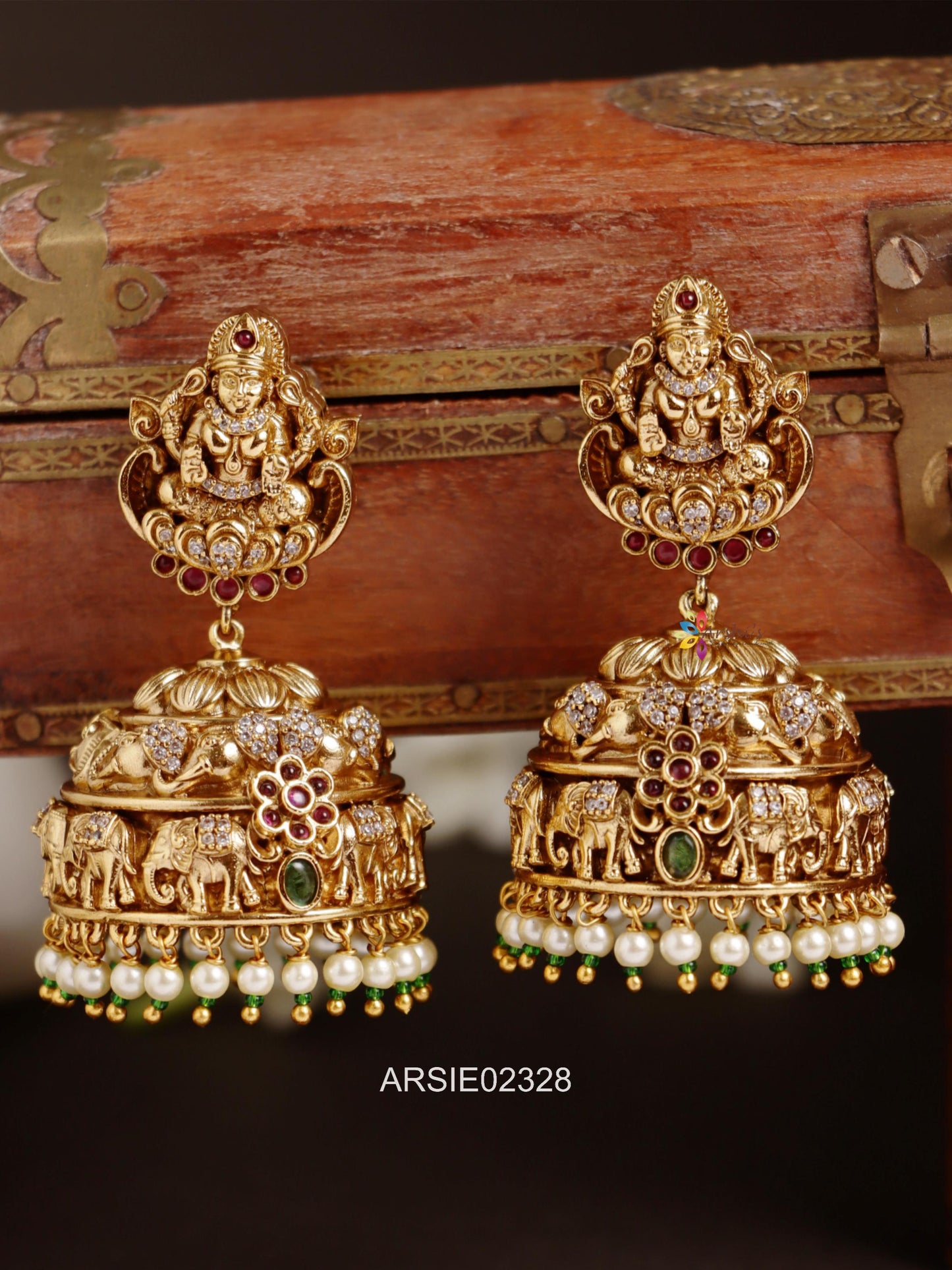 Lakshmi and Elephant Design Jhumka