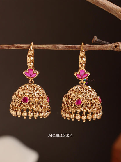 Kemp Red Stone Hook Jhumka