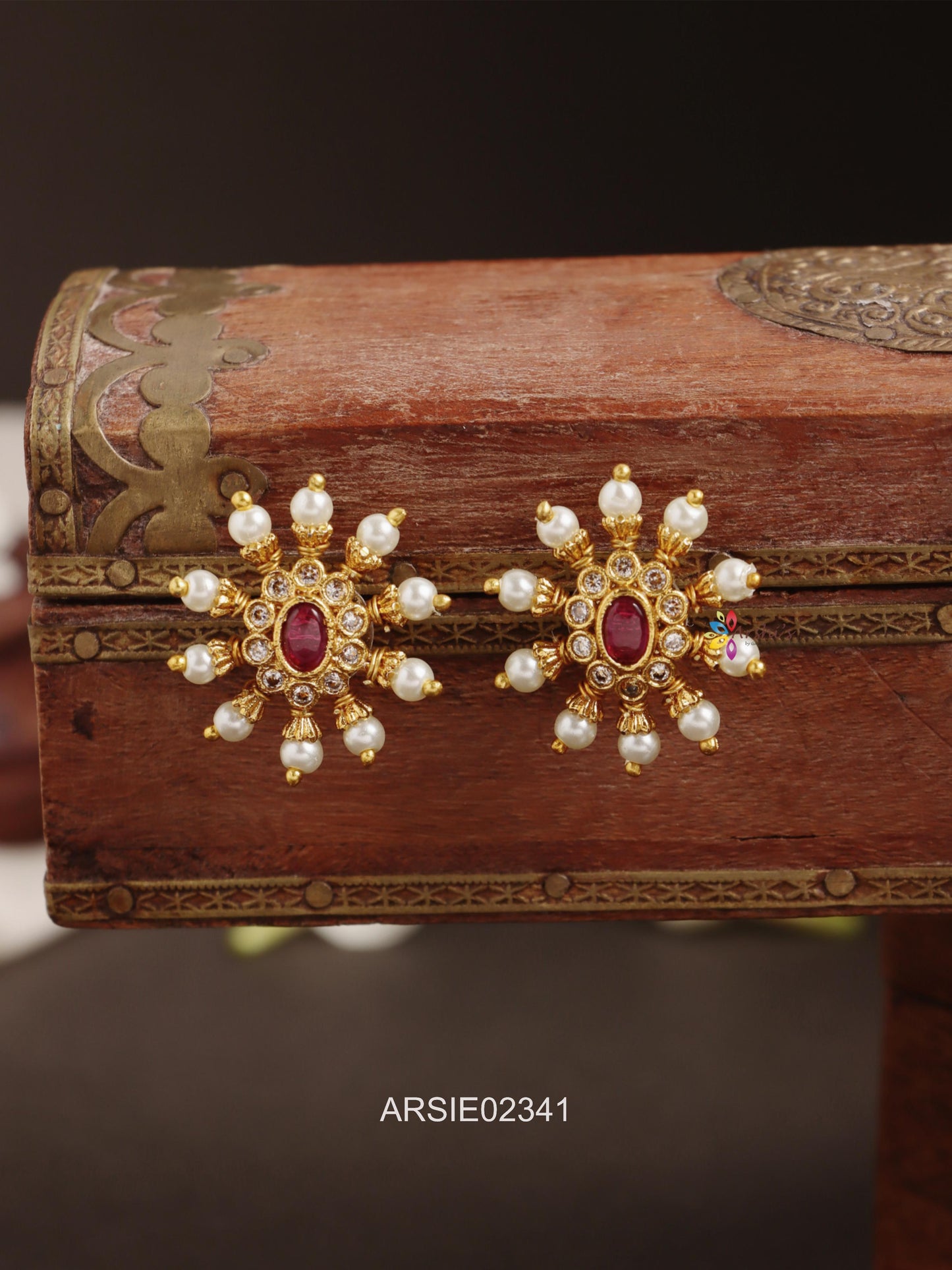 Ruby and Pearl Earstuds