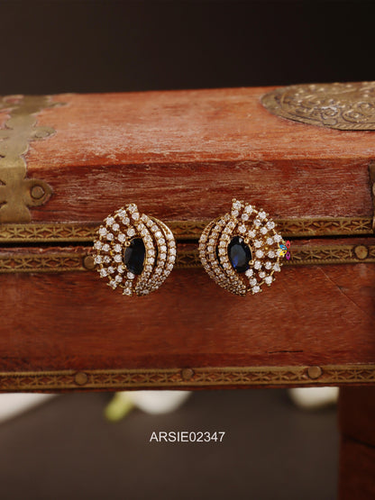 Blue and White Stone Earstuds