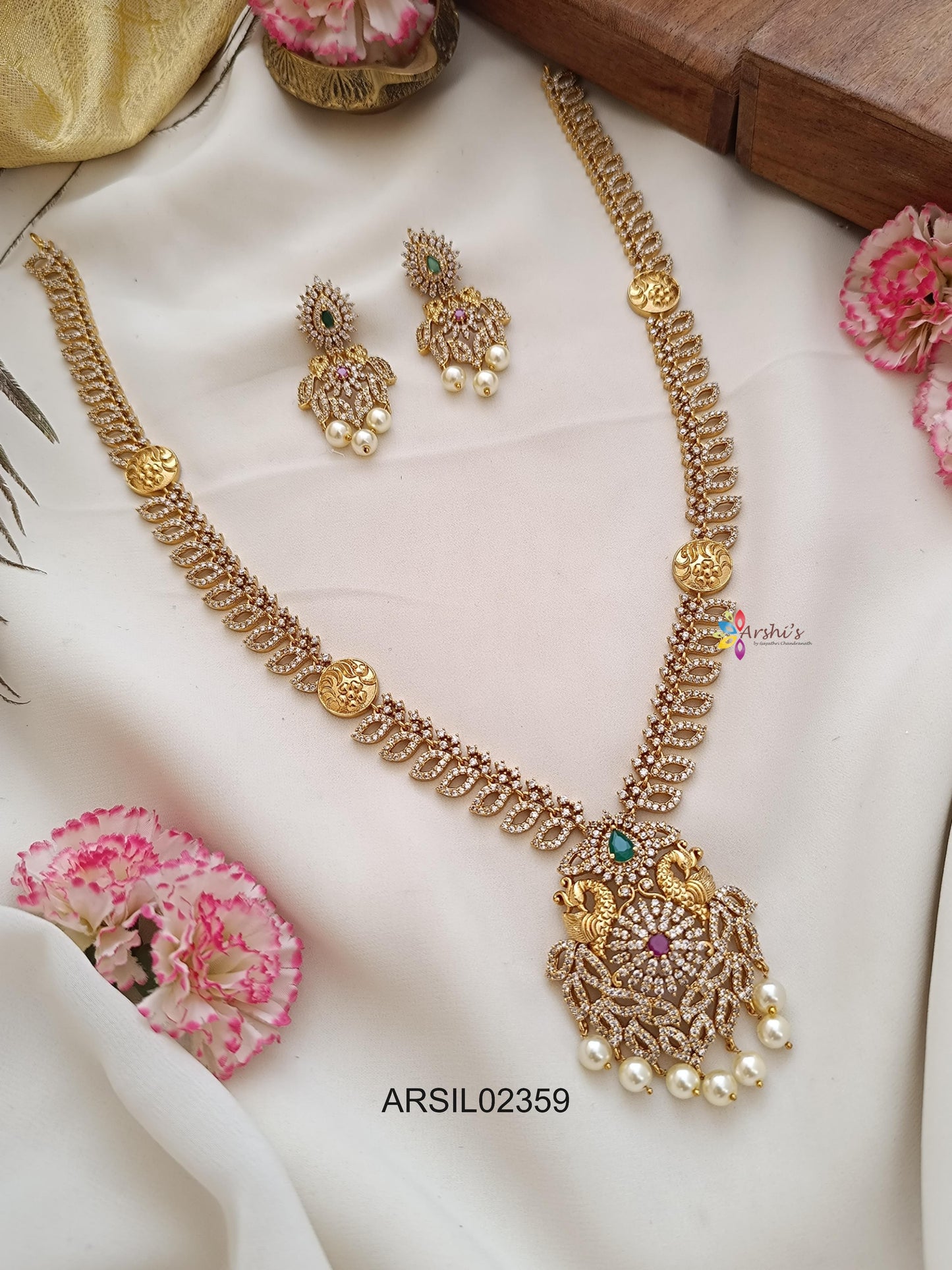 AD Leaf Design Peacock Pendant Haram