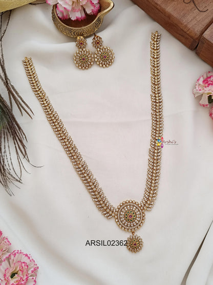 AD White Stone Round Pendant Haram