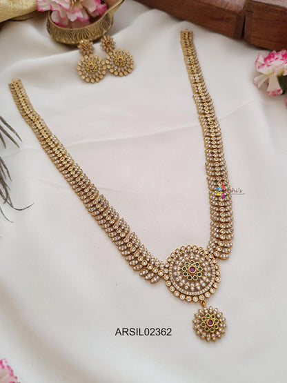 AD White Stone Round Pendant Haram