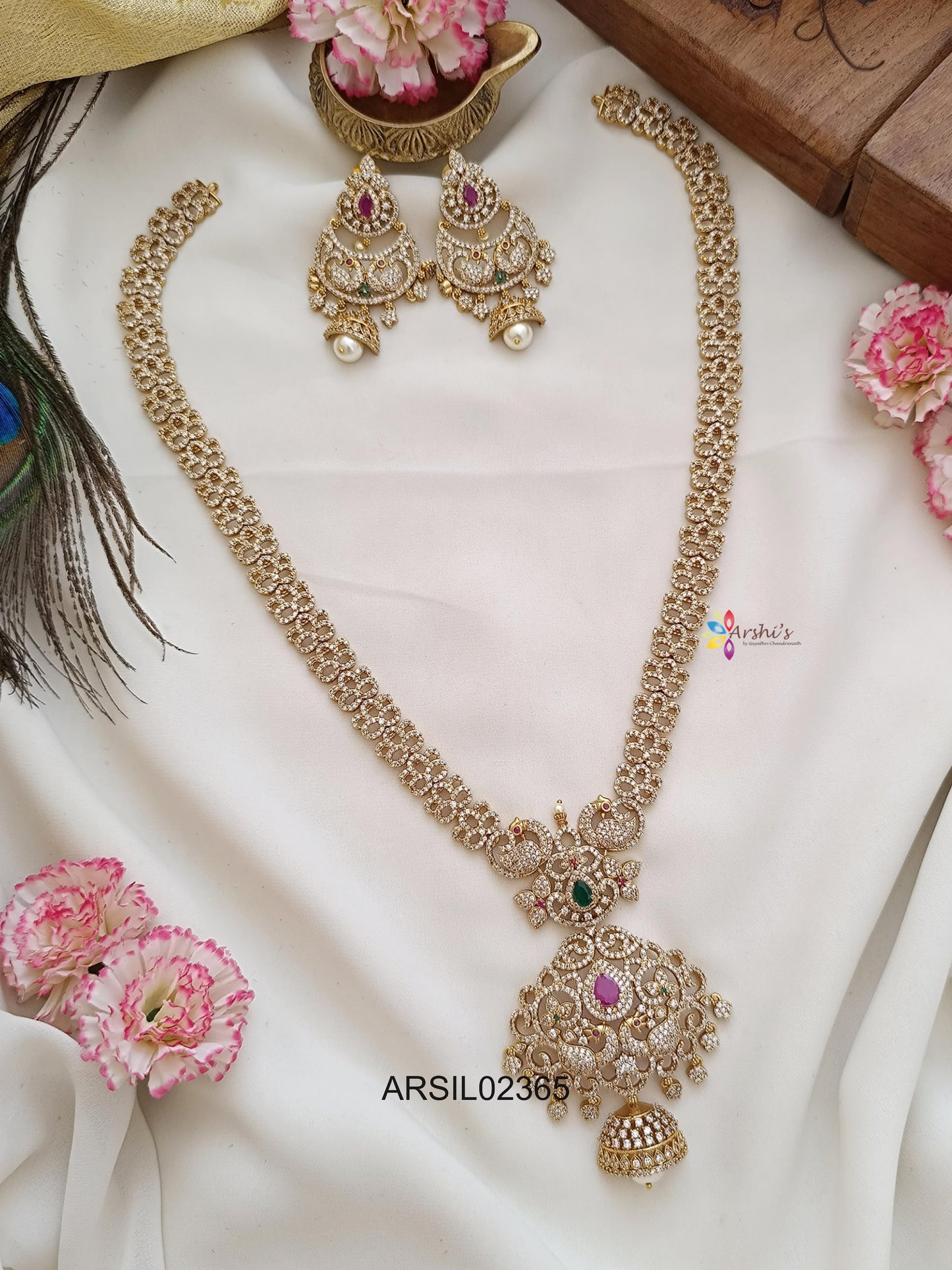 AD White Stone with Peacock Haram