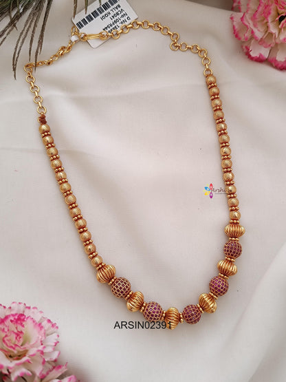 Kemp and Gold Ball Necklace