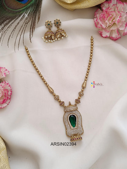 Emerald and White Stone Pendant Necklace