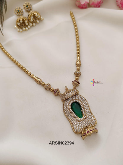 Emerald and White Stone Pendant Necklace