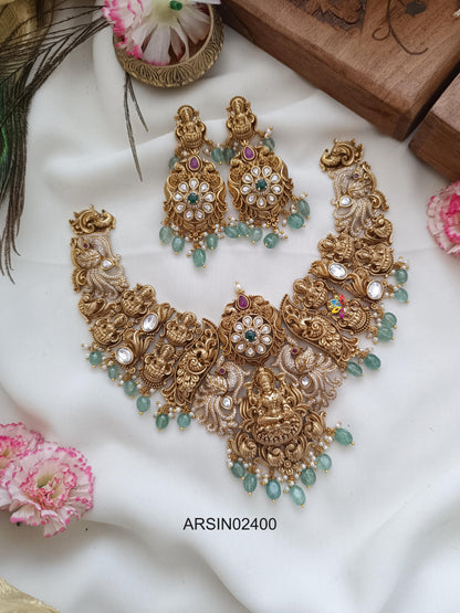 Antique Bridal Temple Green Bead Necklace