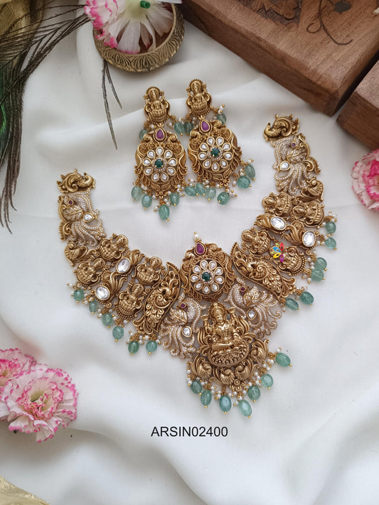 Antique Bridal Temple Green Bead Necklace
