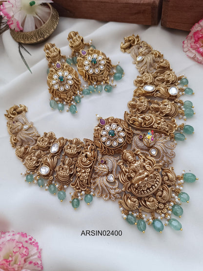 Antique Bridal Temple Green Bead Necklace