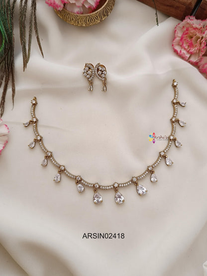 White Tear Drops Stone Necklace