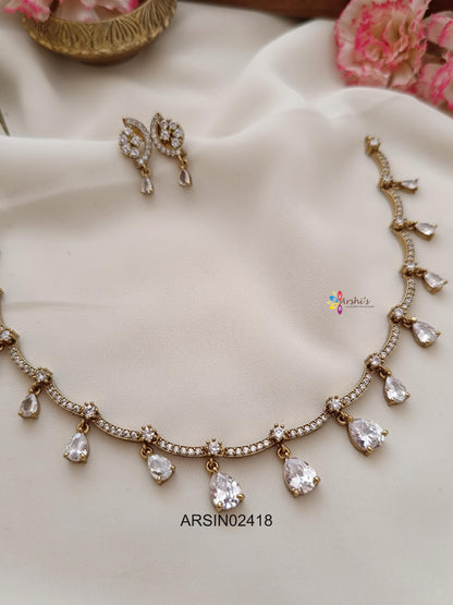 White Tear Drops Stone Necklace