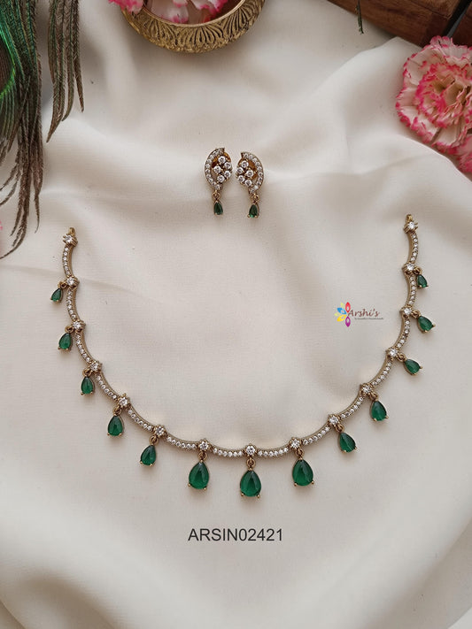 Green Tear Drops Stone Necklace