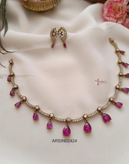 Red Tear Drops Stone Necklace