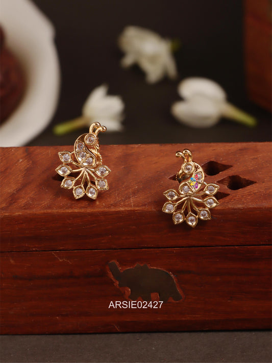 Peacock White Stone Earstuds