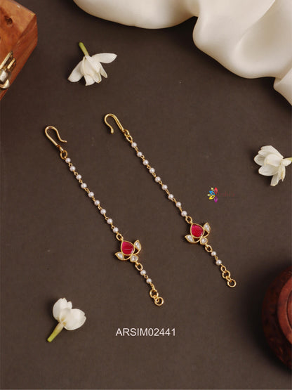 Kemp and White Stone Pearl Earchains